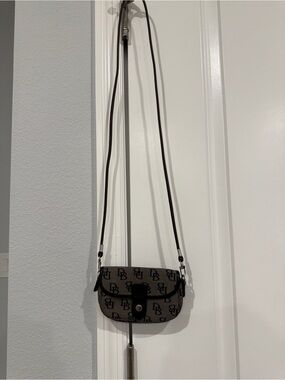 Dooney & Bourke Brown and Black Logo Crossbody